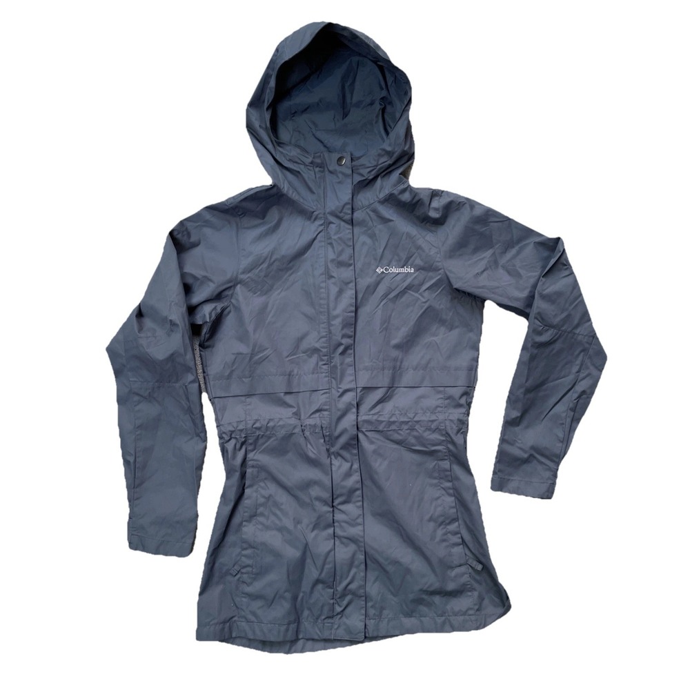 Columbia Womens XS Gray Waterproof Rain Jacket Hooded Lightweight Coat